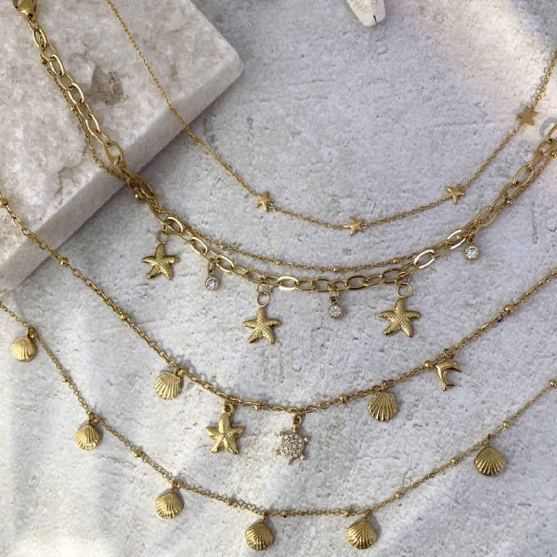 Cross-Border Hot-Selling Fashion Versatile Unique Design Stainless Steel Starfish Shell DIY Accessories Bracelet Necklace Wholesale