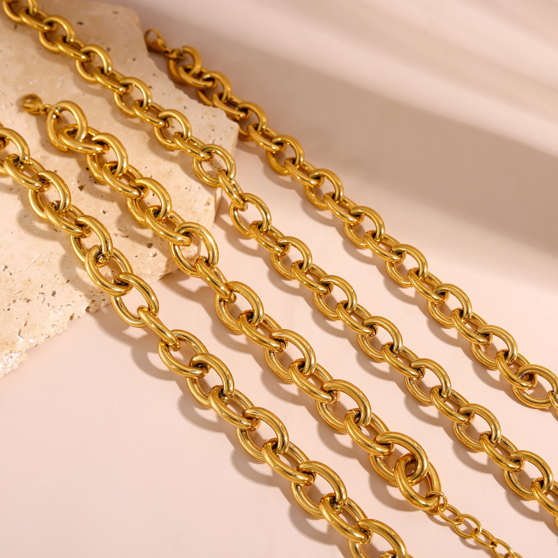 Cross-border Source European and American Retro High-end Cuban Chain Bracelet Gold Stainless Steel Wire Bracelet