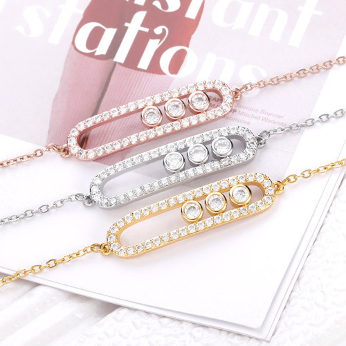 European and American Cross-Border Wholesale Bracelet for Women, High-End Geometric Jewelry, Sparkling Diamond Bracelet, Wholesale Exquisite Chain Jewelry