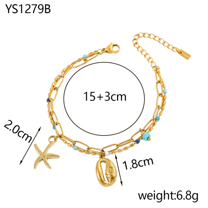 Stainless Steel Four-Star Flower Vacuum Plating Color-Retaining 18k White Four-Leaf Clover Bracelet Adjustable Jewelry Petal Chain