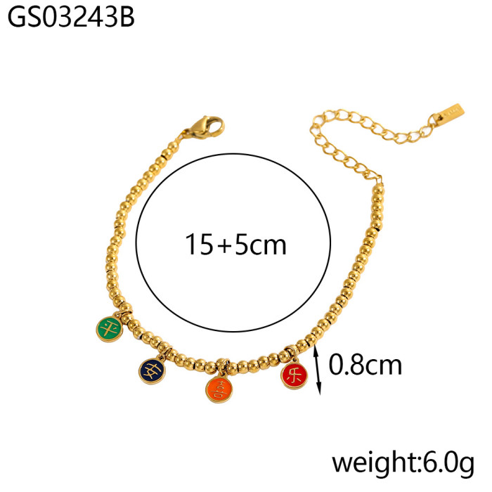New Handmade Colorful Braided Rope Stainless Steel INS Light Luxury Multi-Pendant High-End Natural Stone Bracelet Jew...