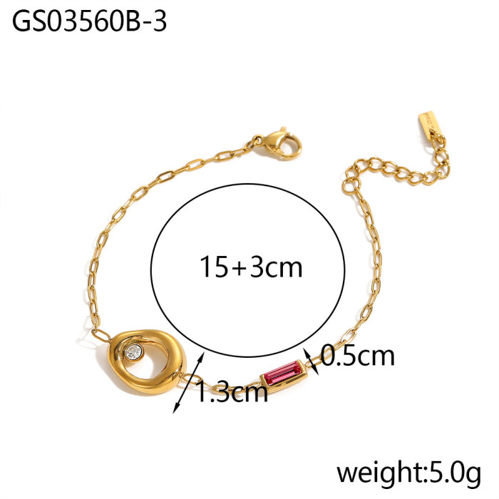 Hot-Selling Square Stone-Inlaid Bracelet Light Luxury High-End Feel Stainless Steel Zircon Jewelry Fashion Women's...