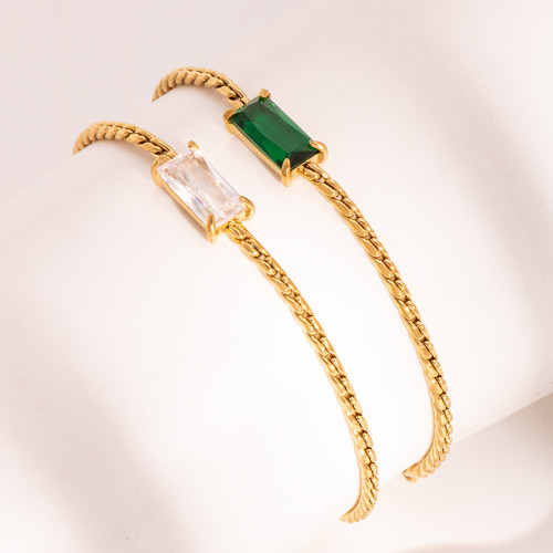 European and American Hot-Selling Square Inlaid Diamond Bracelet Light Luxury High-End Feel Stainless Steel Zircon Jewelry Fashion Women's Accessories Wholesale