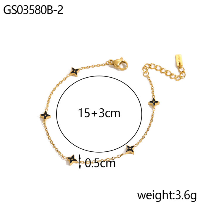 Hot-Selling Square Stone-Inlaid Bracelet Light Luxury High-End Feel Stainless Steel Zircon Jewelry Fashion Women's...