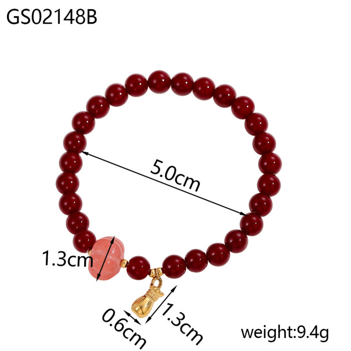 Red Series Double Circle Beaded Bracelet Exquisite Fashion New Chinese Style Simple Versatile Elegant Bracelet Unique Design Sense