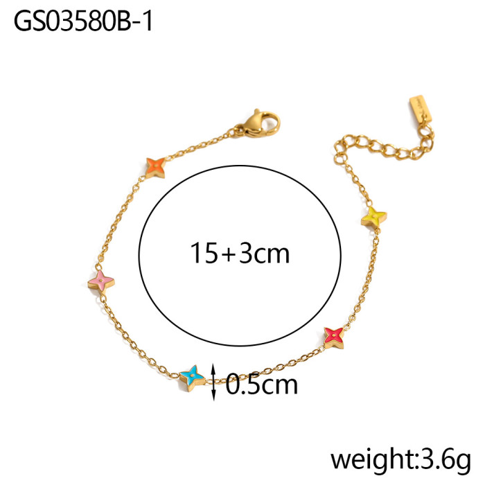 Hot-Selling Square Stone-Inlaid Bracelet Light Luxury High-End Feel Stainless Steel Zircon Jewelry Fashion Women's...