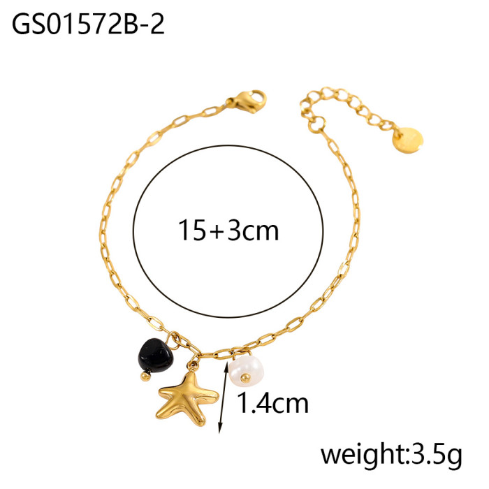 Stainless Steel Four-Star Flower Vacuum Plating Color-Retaining 18k White Four-Leaf Clover Bracelet Adjustable Jewelry Petal Chain