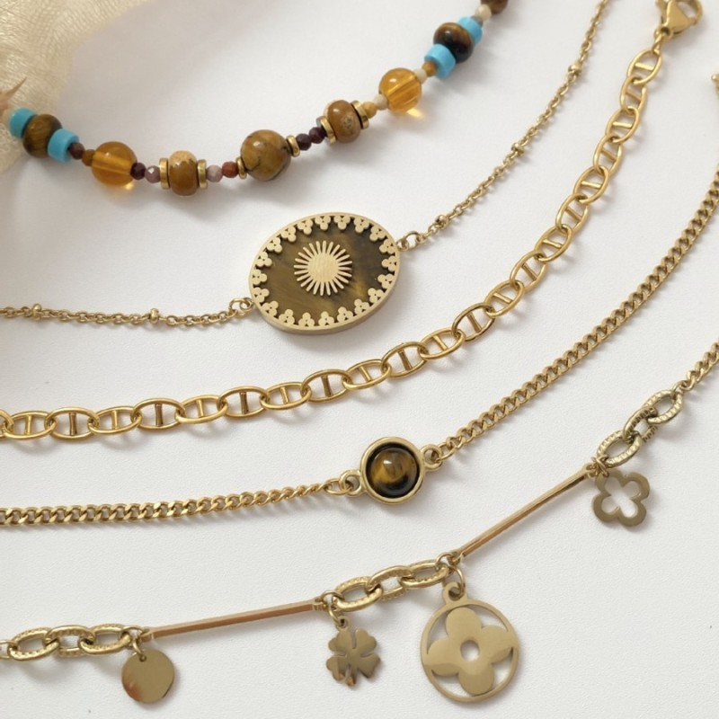 European and American Cross-Border Hot-Selling Natural Stone Beaded Bracelet Bohemian Tiger Eye Stone Feminine Temperament Bracelet