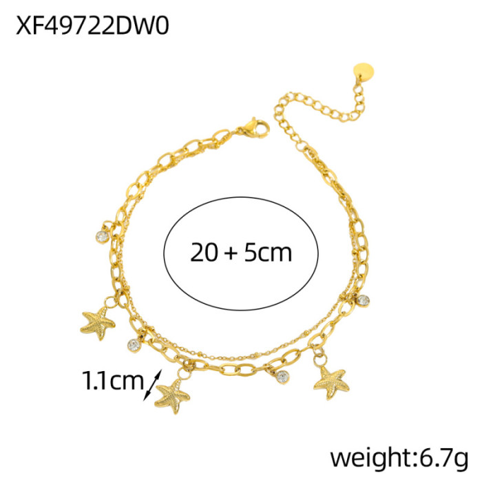 Cross-Border Hot-Selling Fashion Versatile Unique Design Stainless Steel Starfish Shell DIY Accessories Bracelet Necklace Wholesale