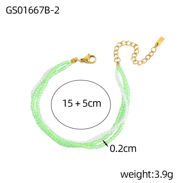 Sweet and Fresh Layered Double Layer Diamond-Encrusted Shell Butterfly Stainless Steel Bracelet Jewelry Wholesale