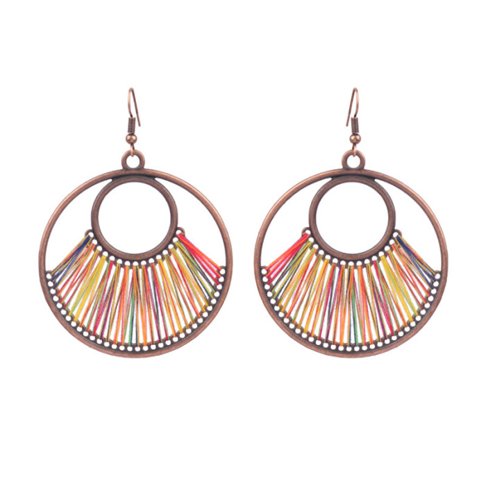 Original Fashion Handmade Woven Earrings Fashion Retro Large Hoop Earrings for Women Bohemian Hollow Jewelry Wholesale