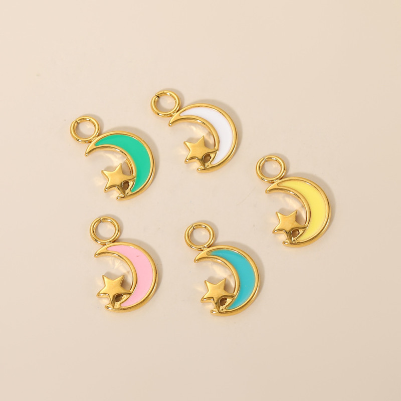 European and American Cross-Border Trend Micro-Inlaid Zircon Star Moon Pendant Accessories Handmade Necklace Bracelet Earrings Versatile Pieces