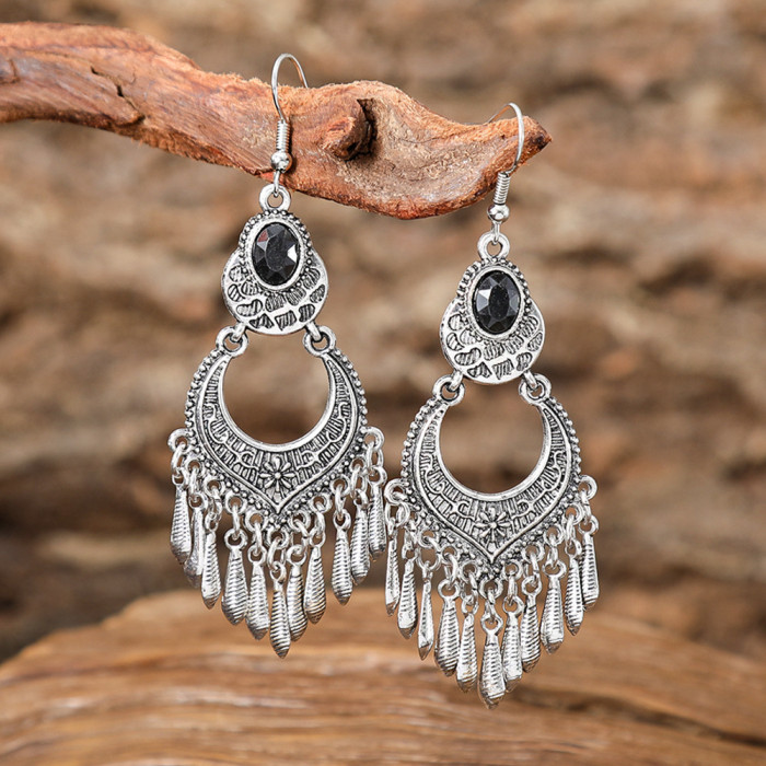 Bohemian Ethnic Style Retro Fashion Earrings for Women Flower Tassel Elegant Earrings Versatile Accessories