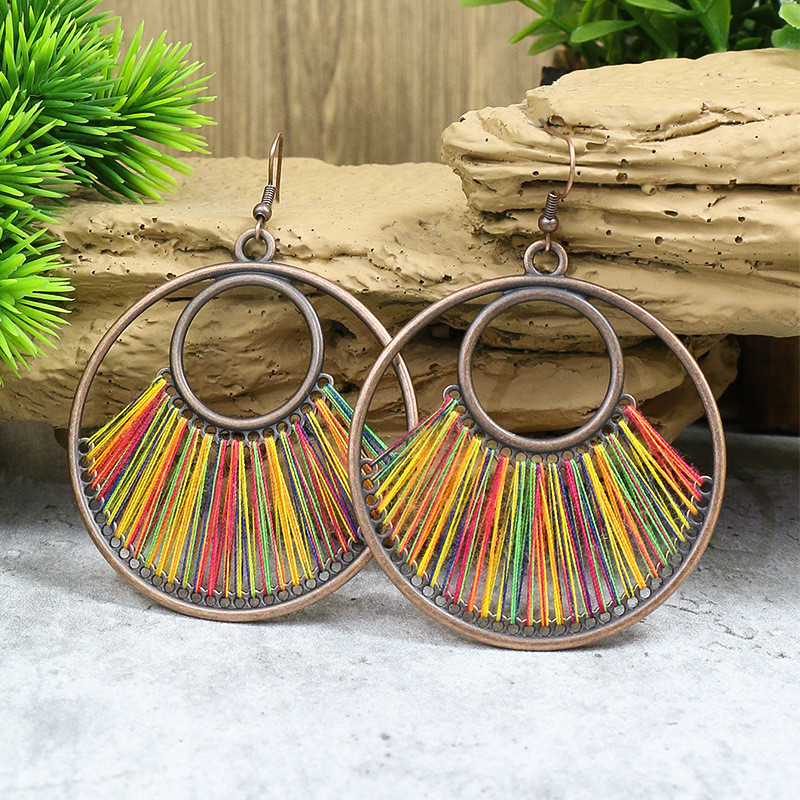 Original Fashion Handmade Woven Earrings Fashion Retro Large Hoop Earrings for Women Bohemian Hollow Jewelry Wholesale