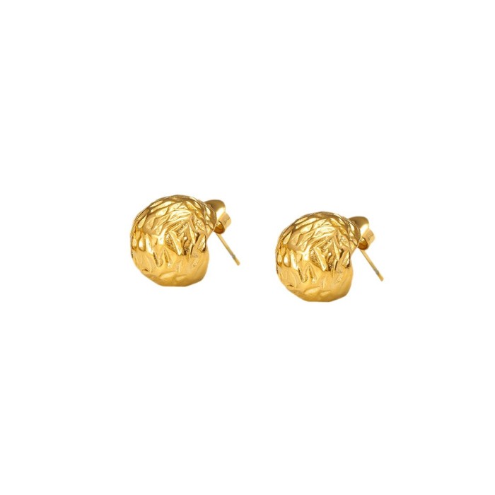 European and American Style Simple Heart Round Ball Three-Dimensional Geometric Stainless Steel Earrings High-End Women's Jewelry Wholesale
