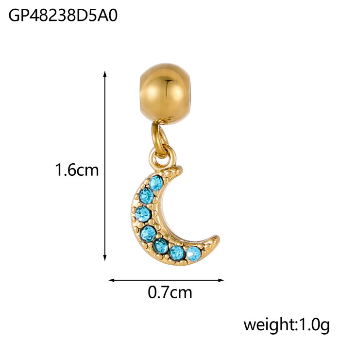 Hot Selling Colorful Zircon Small Moon DIY Fashion Small Pendant Accessories Factory Direct Sales Accessories Wholesa...