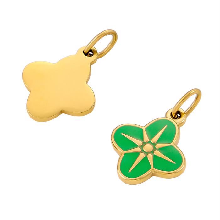 Cross-Border Colorful Oil Drop Flower DIY Stainless Steel Pendant Fresh Sweet Versatile Enamel Color Small Flower Jewelry Accessories