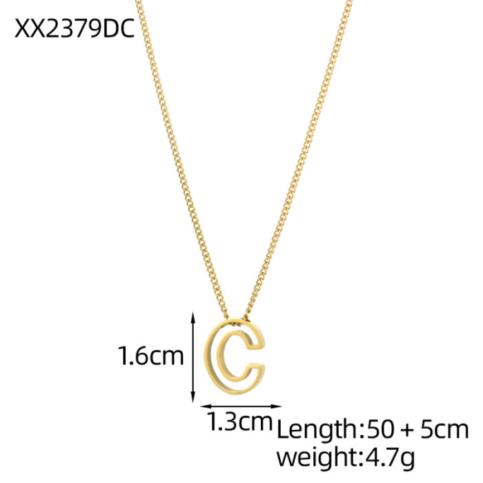 26 Letter Necklace for Women Stainless Steel Initial Pendant Light Luxury High-End Gold Clavicle Chain