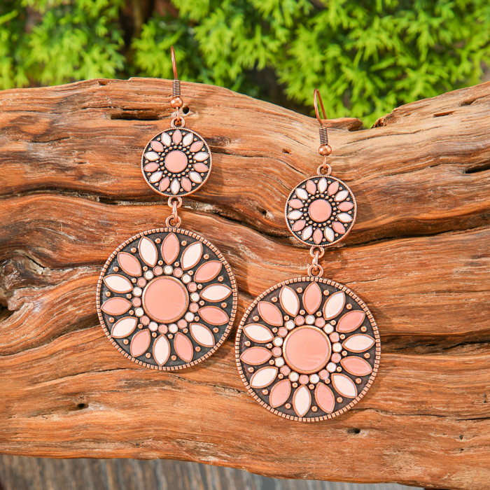 Vintage Ethnic Style Colorful Oil Drop Earrings Bohemian Exotic Design Versatile Jewelry Manufacturer