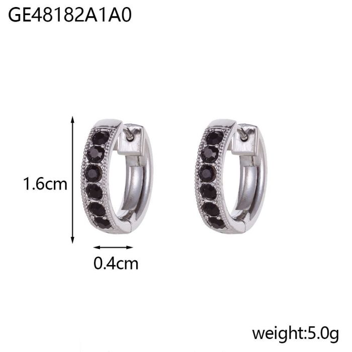 Light Luxury Elegant Row Stone Earrings for Women, Exquisite and Unique Gold and Steel Color Earrings