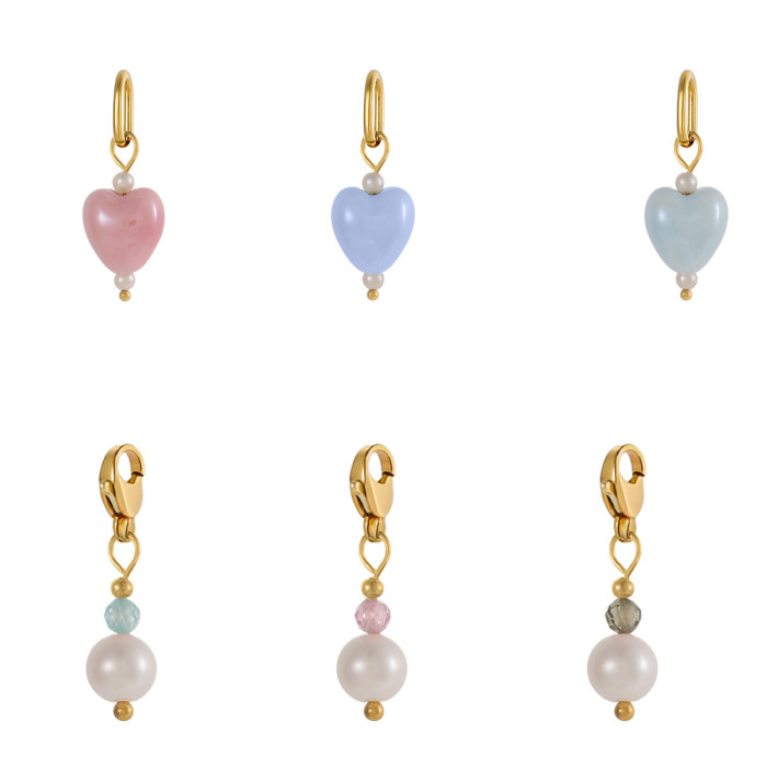 Jewelry Sweet Multicolor Heart Pendant Earrings Trendy Cool Hot Girl Stainless Steel Accessories Jewelry Wholesale