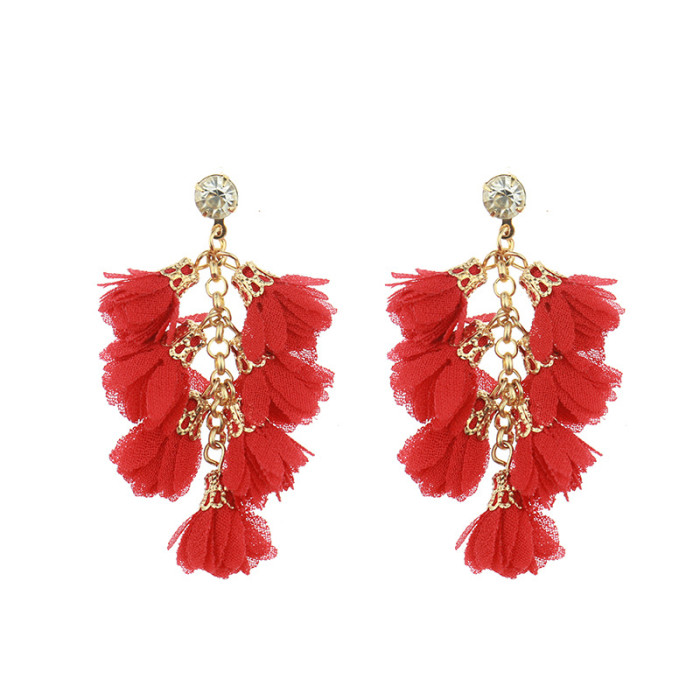 Red Earrings Chinese Style Tassel Earrings Bohemian Ethnic Style New Year Earrings New Year Bride Earrings