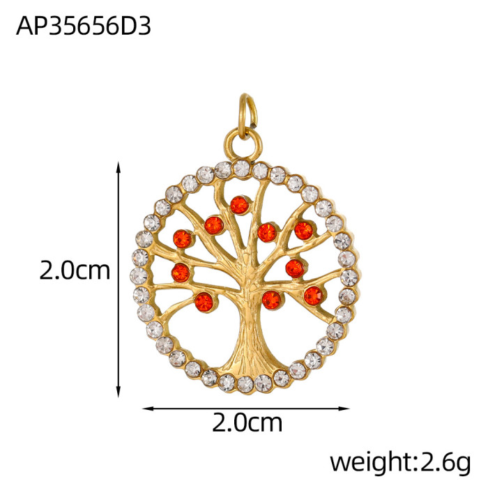 New Original Jewelry Micro Inlay Craft Necklace Creative Colorful Tree Life Tree Pendant Stainless Steel Clavicle Chain