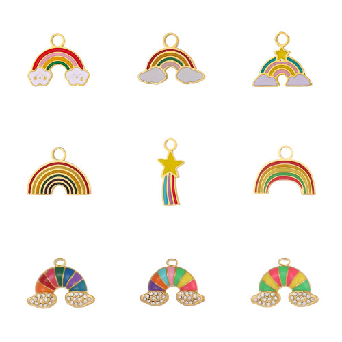 New Hot Selling Vacuum Plating fashion DIY Pendant Necklace Furnace Rainbow Gold Stainless Steel Pendant Jewelry Wholesale