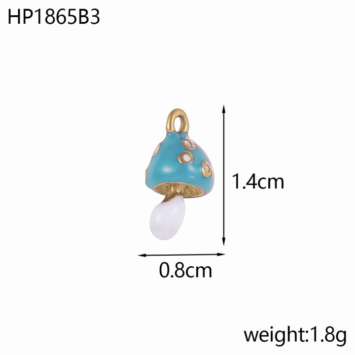 Cute Mushroom Oil Drop Stainless Steel Pendant Loose Beads DIY Handmade Beading Materials Bead Accessories Wholesale,...