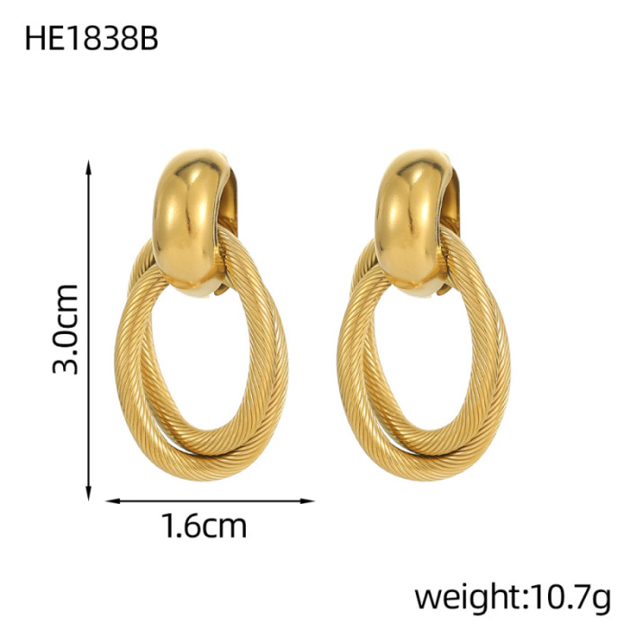 INS Fashion Personality Stainless Steel Earrings Stainless Steel Hoop Texture Earrings Jewelry Wholesale