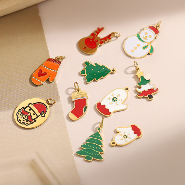 Hot-Selling New Christmas Oil Drop Accessories DIY Cat Paw Accessories Enclosure Christmas Hanging Decoration Accesso...