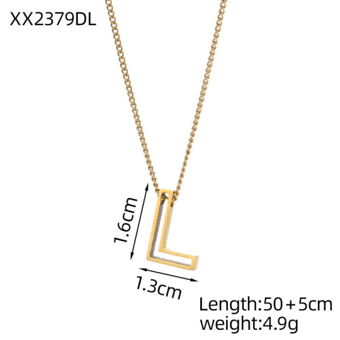 26 Letter Necklace for Women Stainless Steel Initial Pendant Light Luxury High-End Gold Clavicle Chain