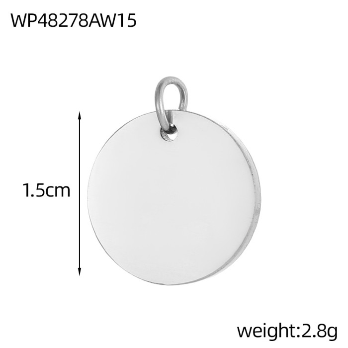 Stainless Steel Mirror Polished Round Pendant Round Disc Pendant Jewelry Accessories Vacuum Electroplating Accessories Wholesale