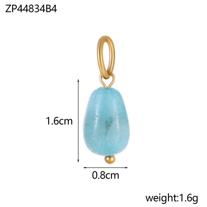Cross-Border Hot Selling Fashion Simple DIY Pendant Accessories 12 Colors Natural Stone Accessories Hanging Circle Chain Accessories Wholesale