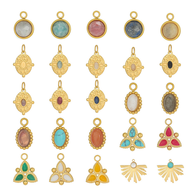 Cross-Border DIY Accessories Simple and Exquisite European and American Micro-Inlaid Turquoise Natural Stone Accessories Unique Design Sense Versatile Accessories