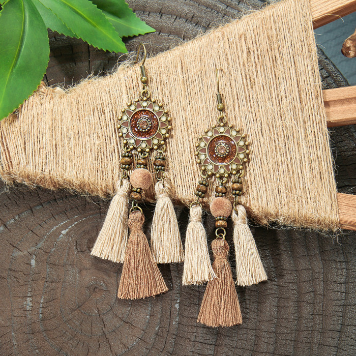 Fashion Ethnic Style High-End Tassel Earrings Unique Retro Creative Tribal Style Earrings Yiwu Wholesale Jewelry