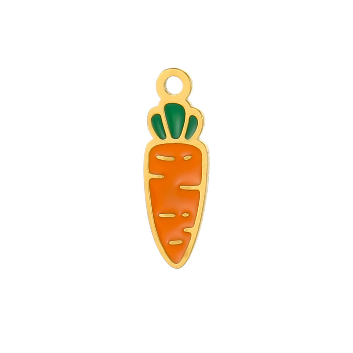 Cross-Border New Summer Fruit Series Jewelry Accessories Oil Drop Stainless Steel Grape Lemon Watermelon DIY Accessories