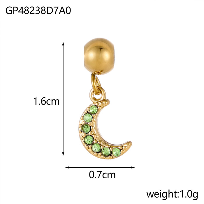 Hot Selling Colorful Zircon Small Moon DIY Fashion Small Pendant Accessories Factory Direct Sales Accessories Wholesa...