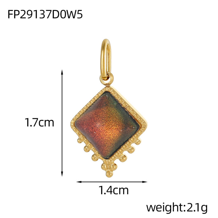 New Style Personality Light Luxury Fashion Versatile Titanium Steel Geometric Quadrilateral Inlaid Natural Stone Acce...