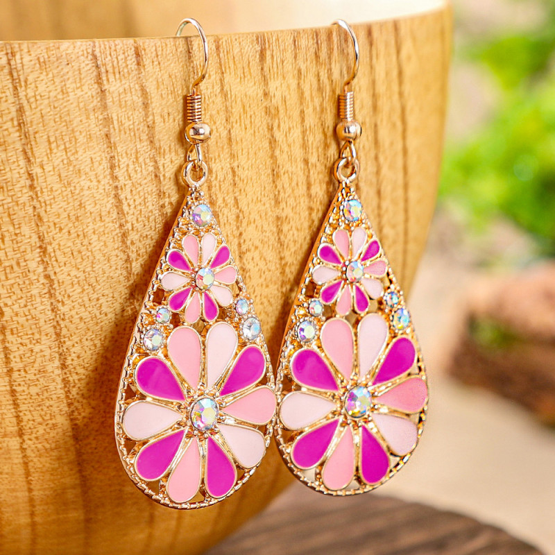 Amazon Hot-Selling Alloy Oil Drop Earrings Wholesale Ethnic Style Vacation Travel Colorful Earrings Niche Versatile Accessories