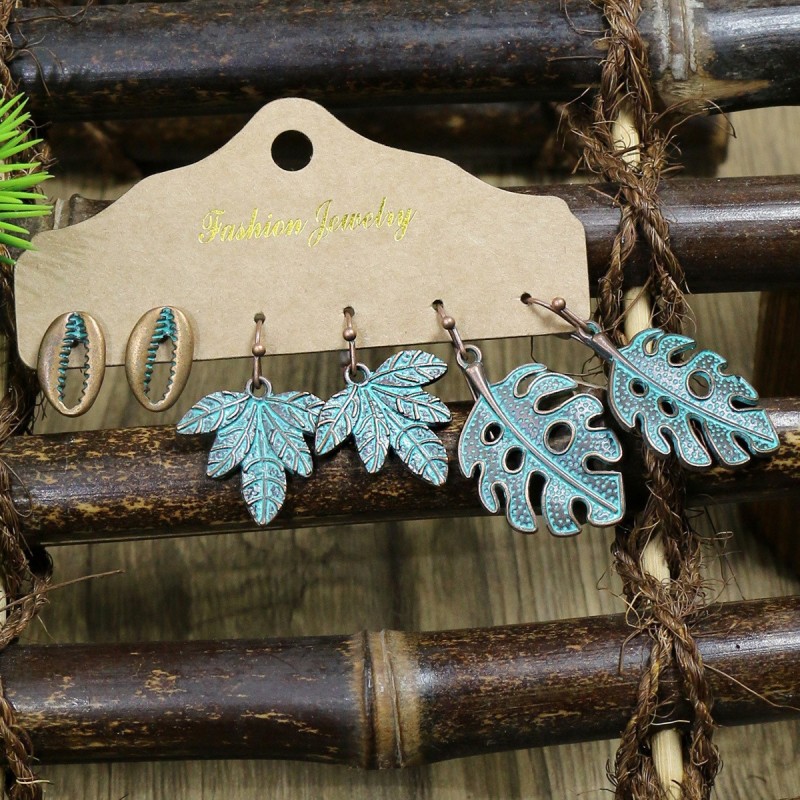 Vintage Ethnic Style Earrings Ocean Style Vacation Starfish Shell Creative Personality Simple Earrings Studs Wholesale