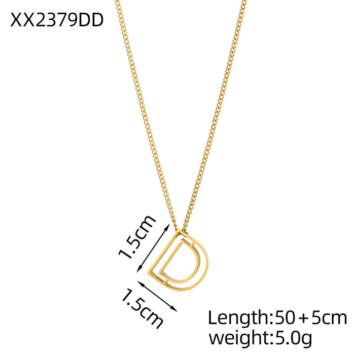 26 Letter Necklace for Women Stainless Steel Initial Pendant Light Luxury High-End Gold Clavicle Chain