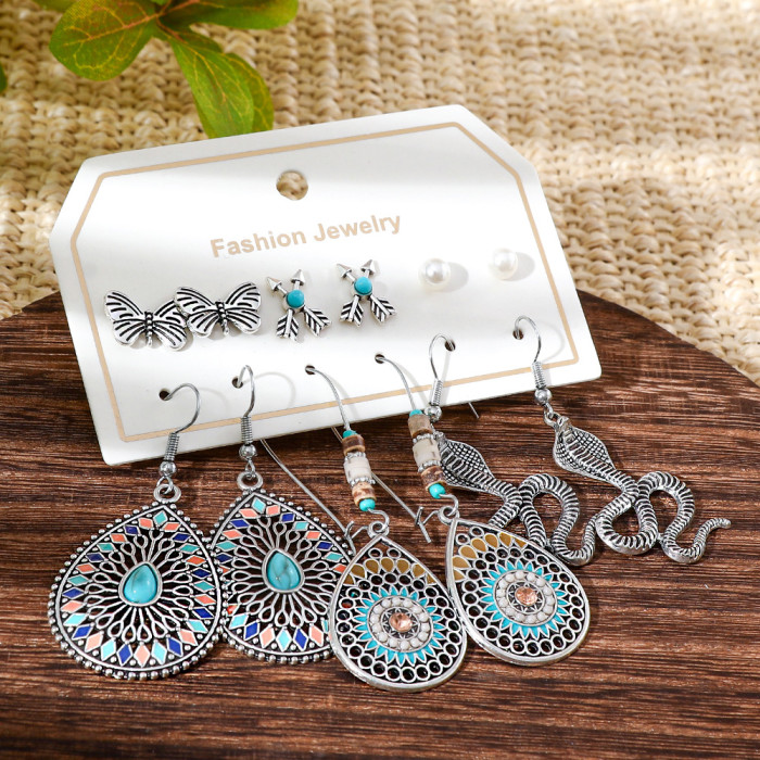 Amazon Hot-Selling Bohemian Turquoise Earrings Studs Retro Nostalgic Style Earrings Wholesale