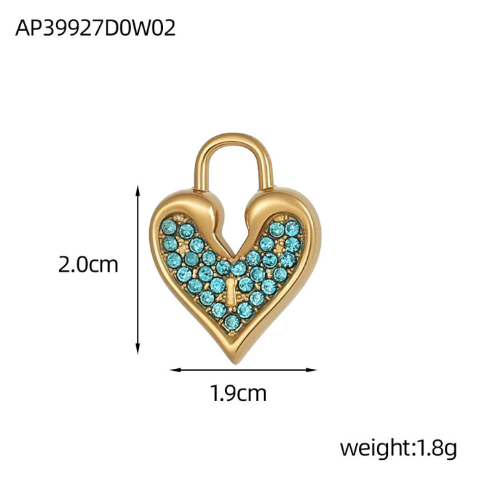 Cross-Border Stainless Steel Pendant Single Pendant Accessories Light Luxury Zircon Heart Necklace Pendant DIY Jewelry Accessories Wholesale