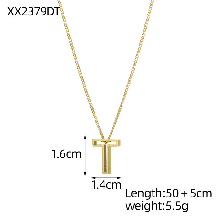 26 Letter Necklace for Women Stainless Steel Initial Pendant Light Luxury High-End Gold Clavicle Chain