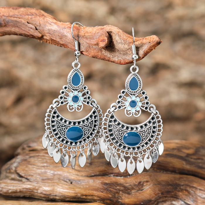 Retro Ethnic Style Earrings Bohemian Tassel Pendant Earrings Handmade Earrings