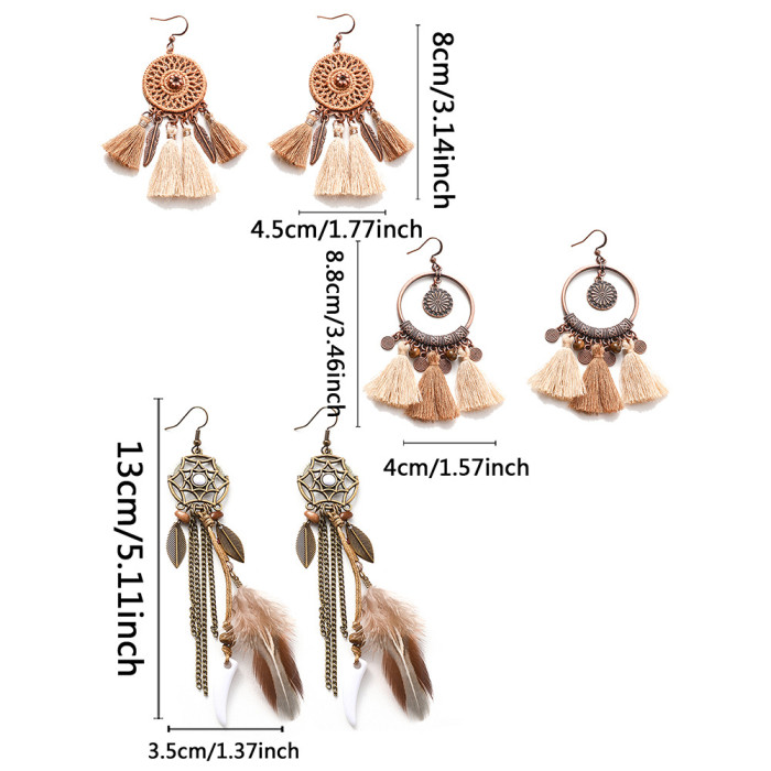 Fashion Ethnic Style High-End Tassel Earrings Unique Retro Creative Tribal Style Earrings Yiwu Wholesale Jewelry