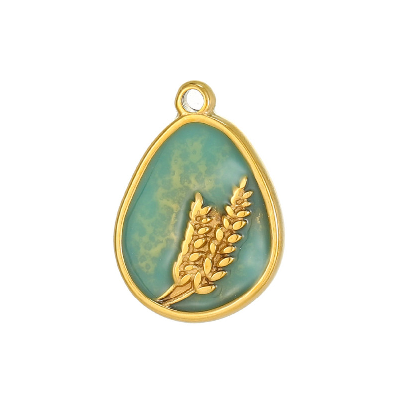 Cross-Border Blue-Green Series Oil Painting Style Heart Flower DIY Round Earrings Bracelet Necklace Jewelry Accessories Wholesale