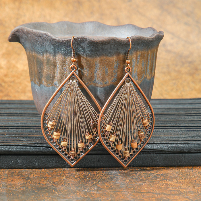 Original Design Retro Ethnic Style Geometric Earrings Yunnan Travel Vacation Style Personality Creative Earrings Yiwu Wholesale