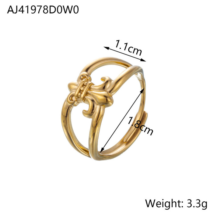 French Minimalist Style Personality Trendy Ring Light Luxury Temperament Tail Ring Niche High-end Geometric Line Inde...